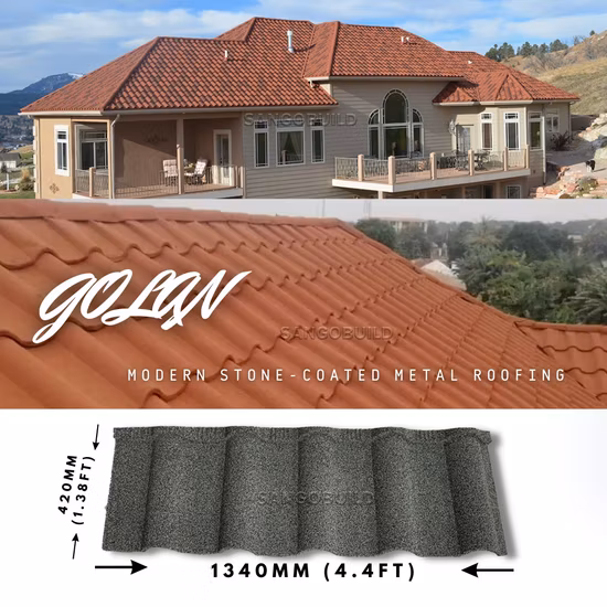 Customizable Fireproof Galvalume Steel (PPGL) Stone Granules Coated Metal Roofing Sheet